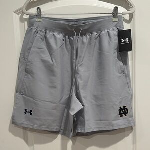 Under Armour Notre Dame Light Gray Athletic Shorts with Pockets